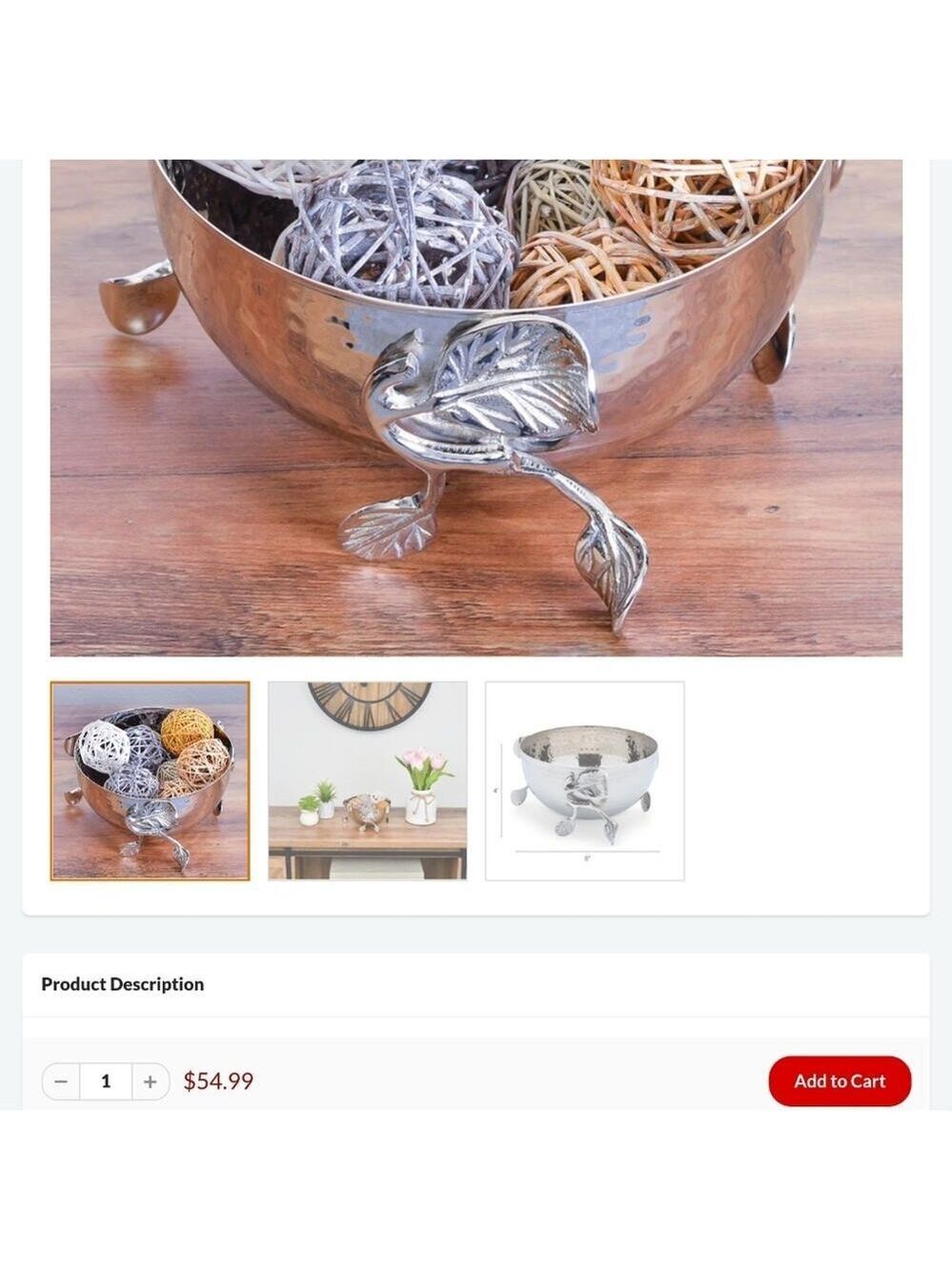CHEER COLLECTION SILVER PLATED SERVING BOWL LEAF EMBELLISHMENTS - Picture 6 of 6